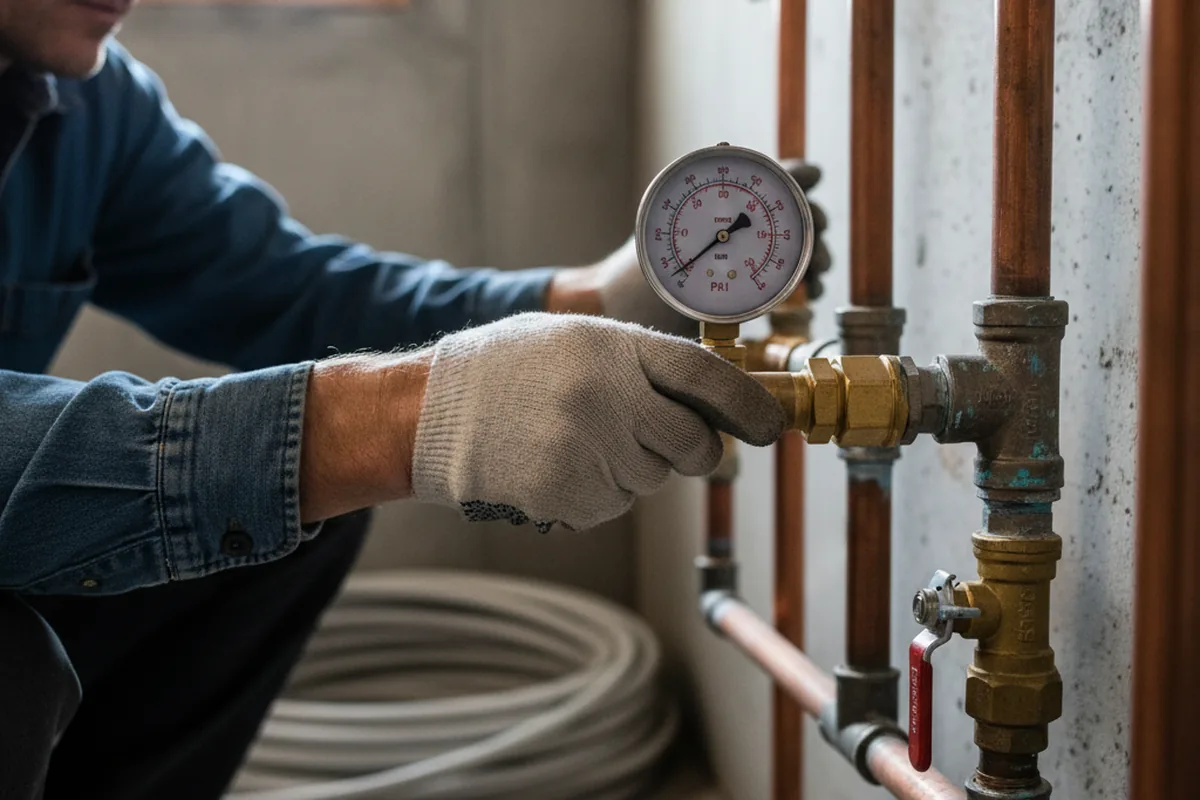 Pressure testing a repaired line during Water Line Repair in Byers